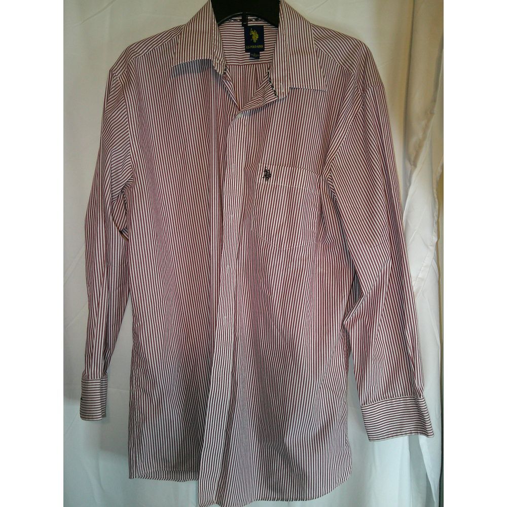 U.S. Polo Assn. Men's Striped Button-Down Shirt Long Sleeve Size 16/16 1/2 32/33